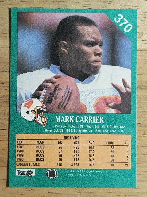1991 Fleer #370 Mark Carrier WR