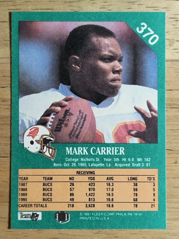 1991 Fleer #370 Mark Carrier WR