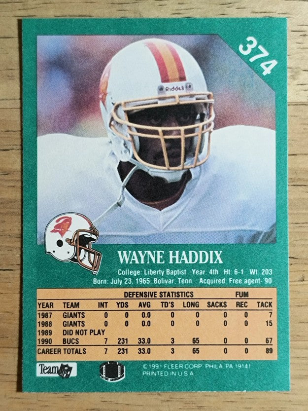 1991 Fleer #374 Wayne Haddix