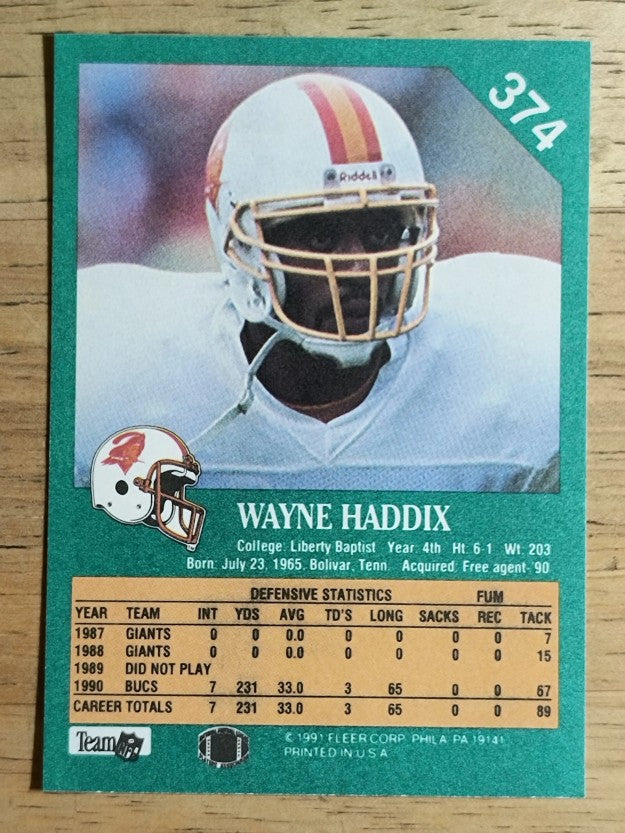 1991 Fleer #374 Wayne Haddix