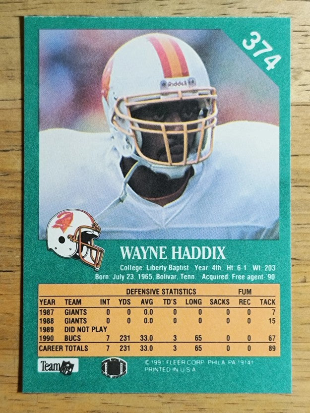 1991 Fleer #374 Wayne Haddix