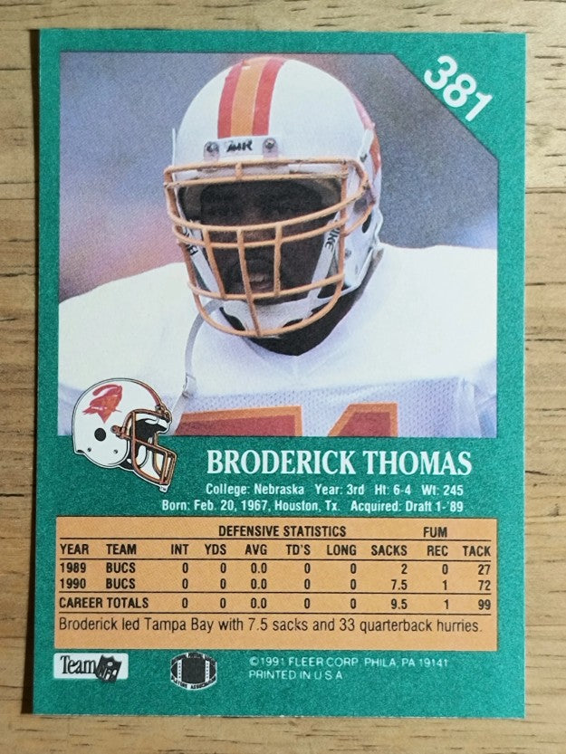1991 Fleer #381 Broderick Thomas