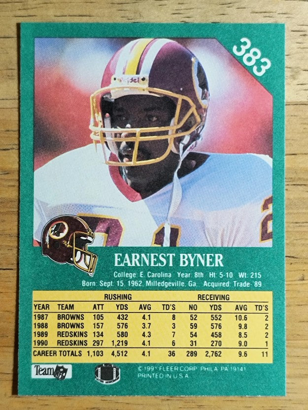1991 Fleer #383 Earnest Byner