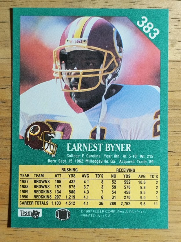 1991 Fleer #383 Earnest Byner