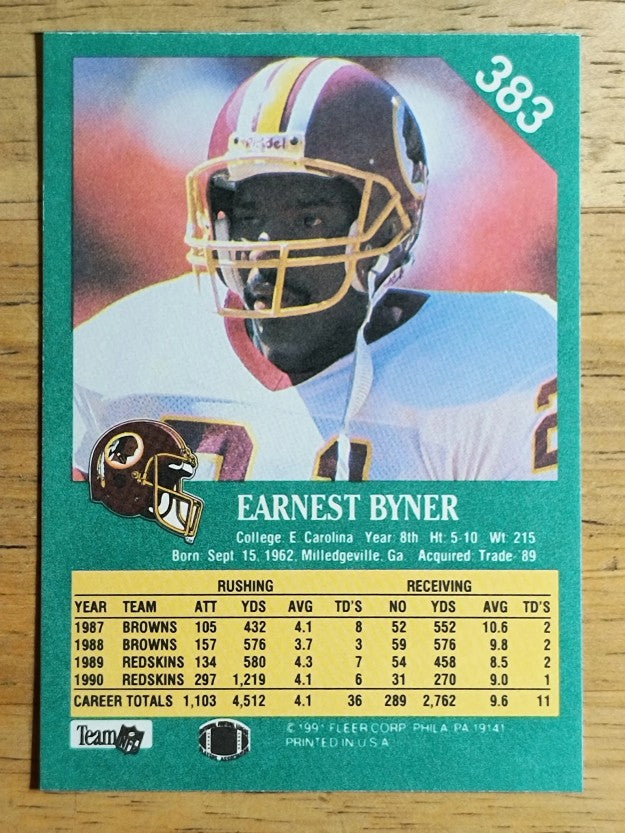 1991 Fleer #383 Earnest Byner