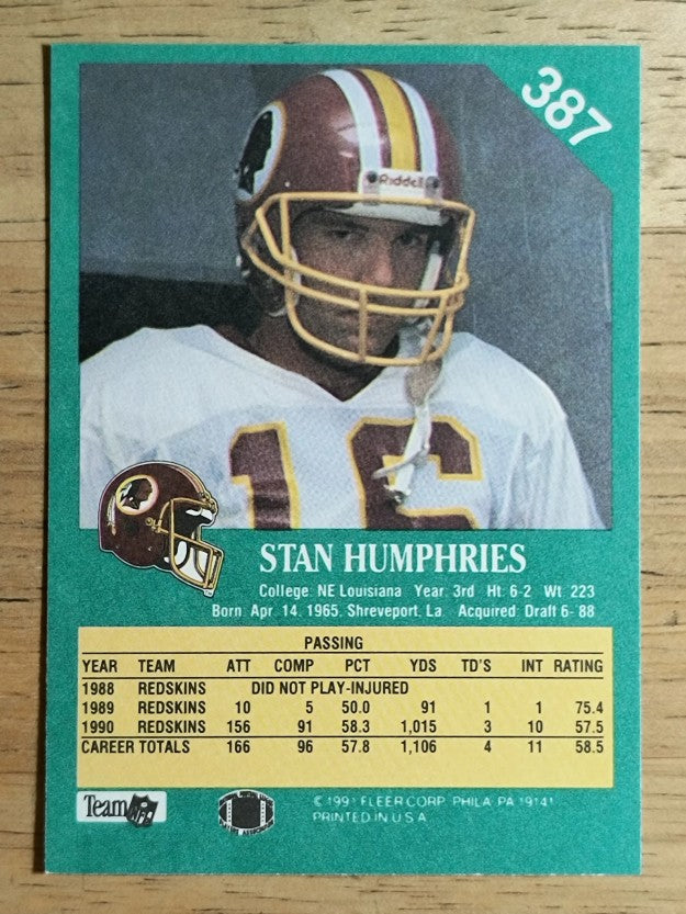 1991 Fleer #387 Stan Humphries