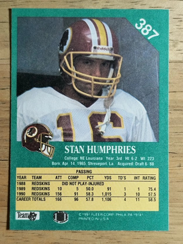 1991 Fleer #387 Stan Humphries