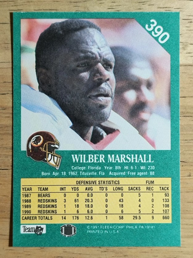 1991 Fleer #390 Wilber Marshall