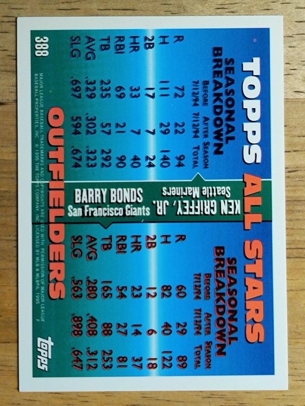 1995 Topps #388 K.Griffey Jr./B.Bonds AS