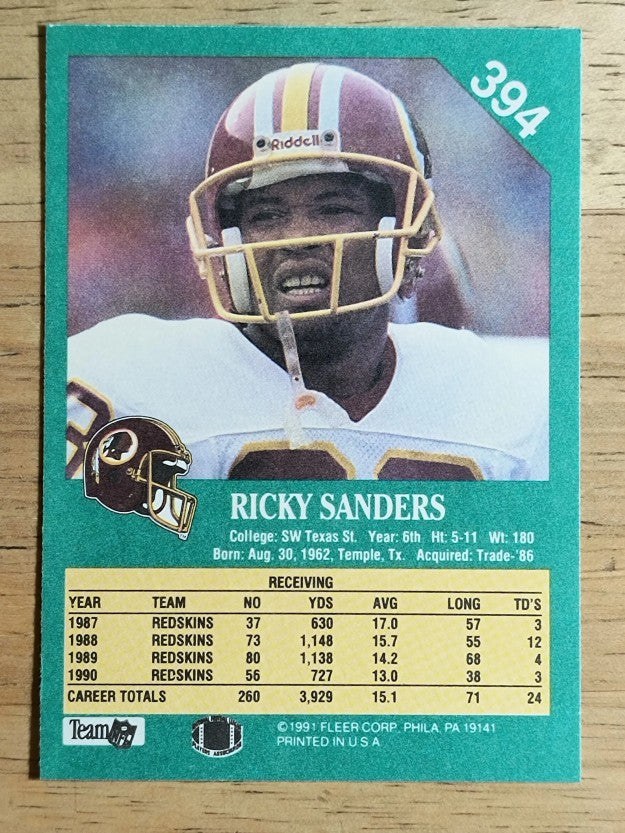 1991 Fleer #394 Ricky Sanders