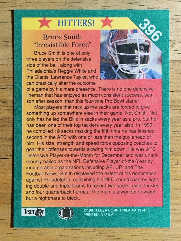 1991 Fleer #396 Bruce Smith HIT