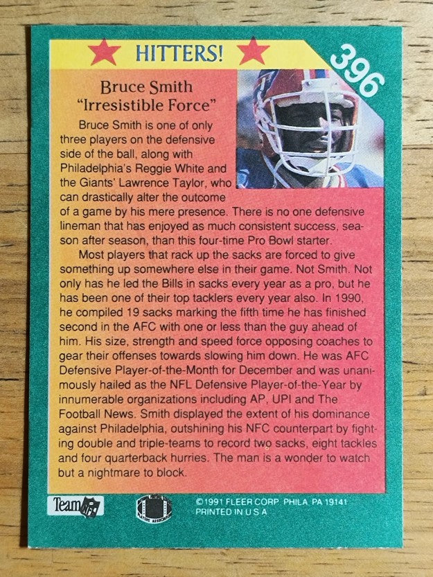 1991 Fleer #396 Bruce Smith HIT