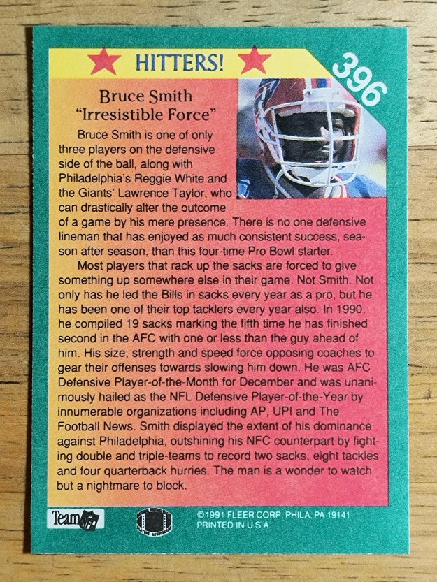 1991 Fleer #396 Bruce Smith HIT