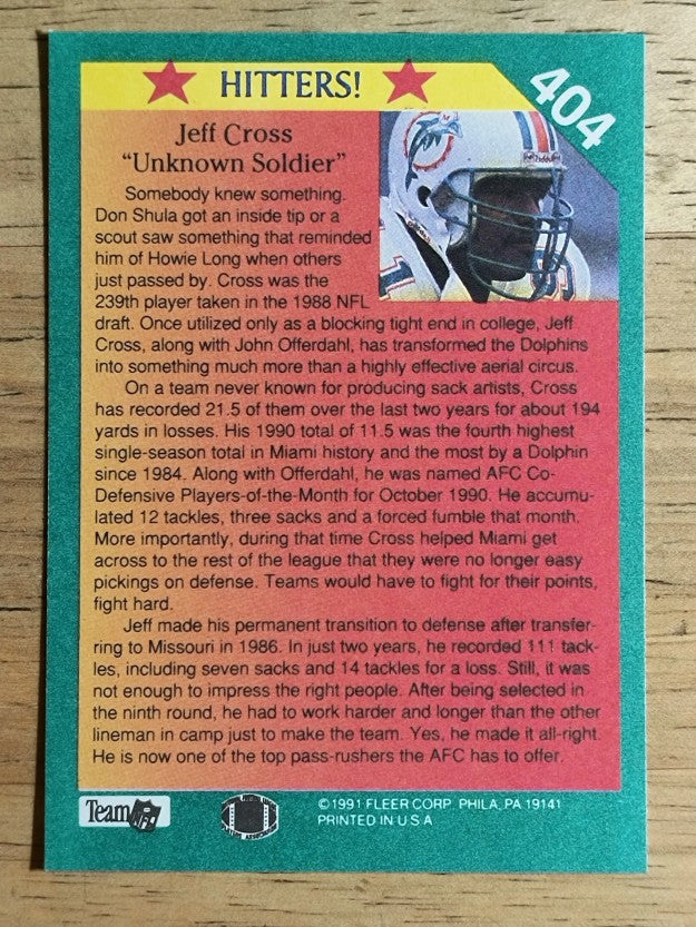 1991 Fleer #404 Jeff Cross HIT
