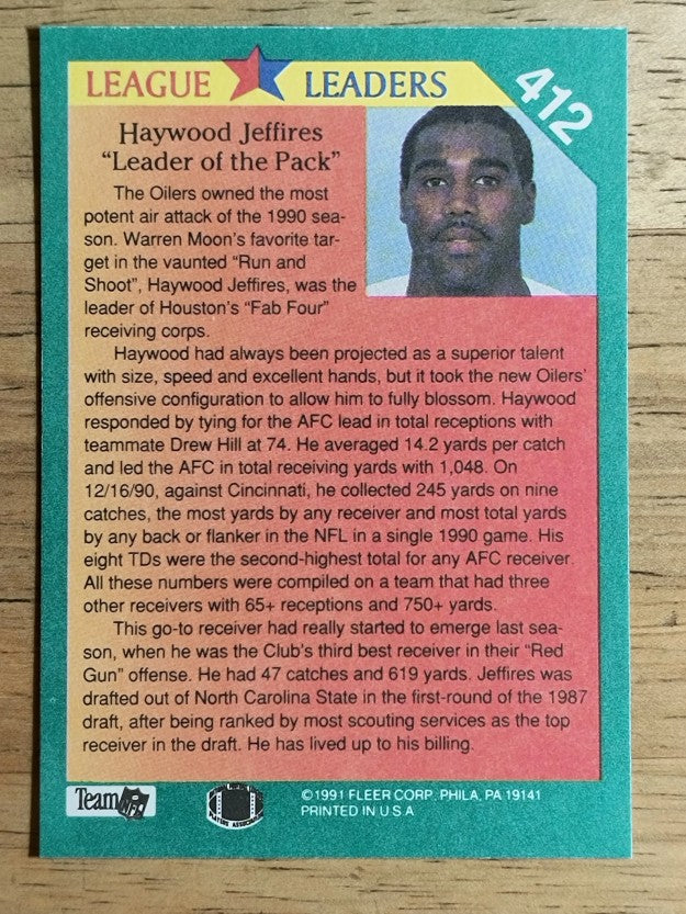 1991 Fleer #412 Haywood Jeffires LL