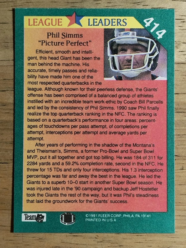 1991 Fleer #414 Phil Simms LL