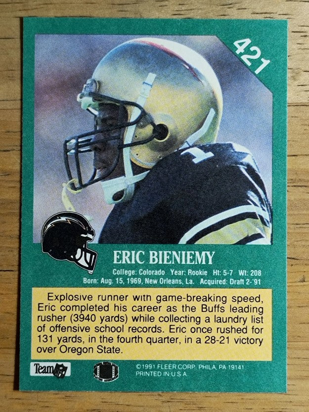 1991 Fleer #421 Eric Bieniemy RC