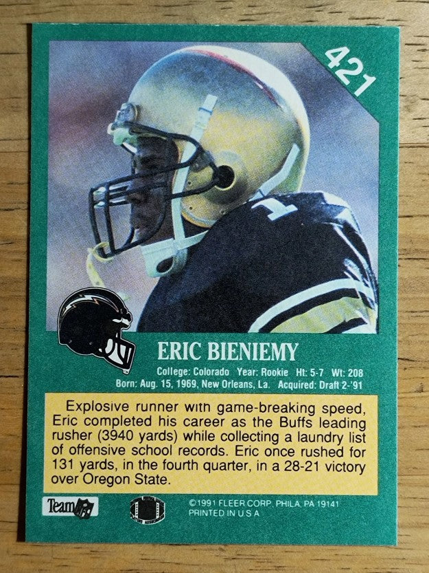 1991 Fleer #421 Eric Bieniemy RC