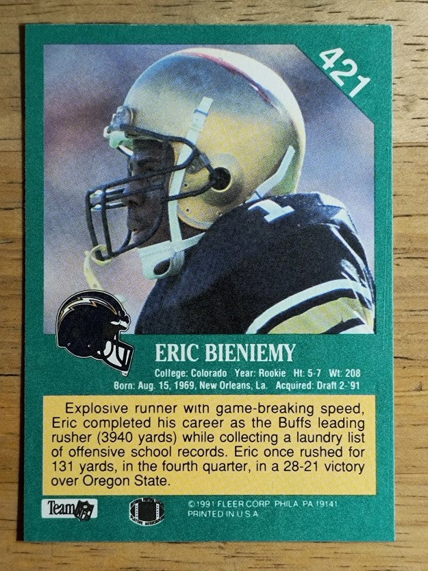 1991 Fleer #421 Eric Bieniemy RC
