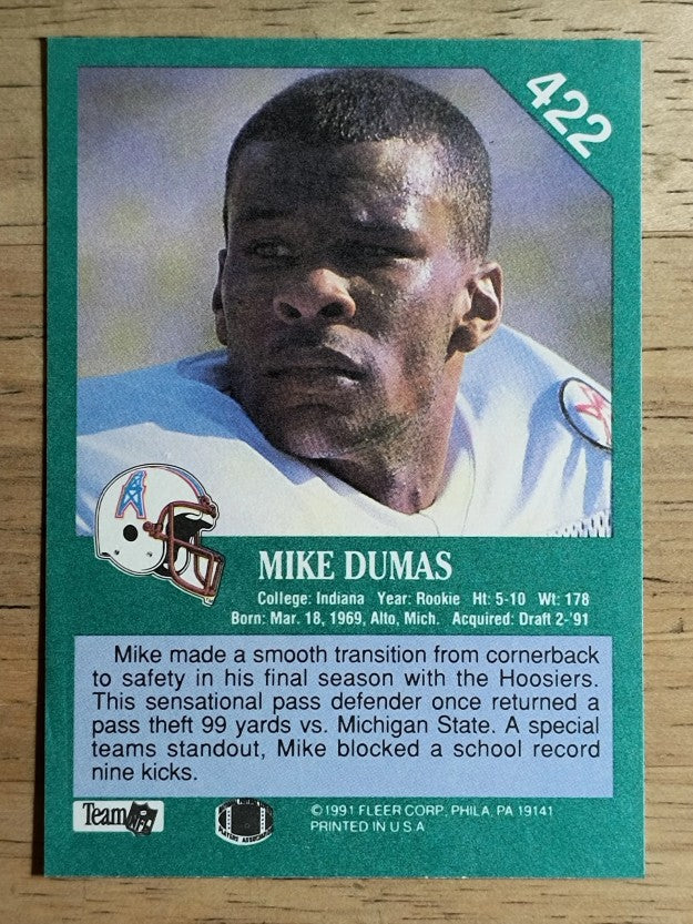 1991 Fleer #422 Mike Dumas RC