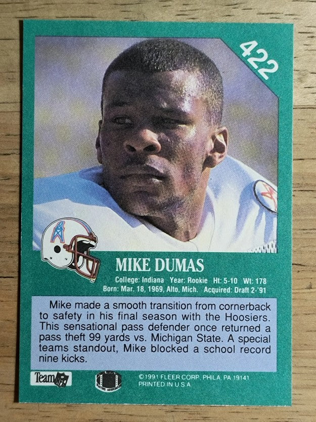 1991 Fleer #422 Mike Dumas RC