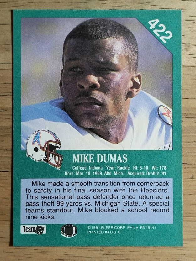 1991 Fleer #422 Mike Dumas RC