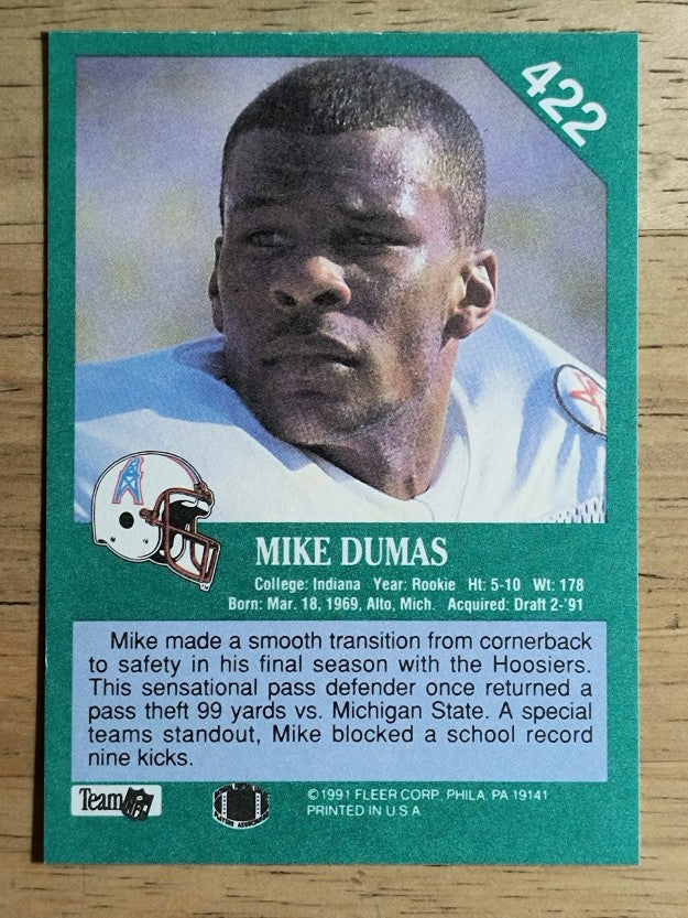 1991 Fleer #422 Mike Dumas RC