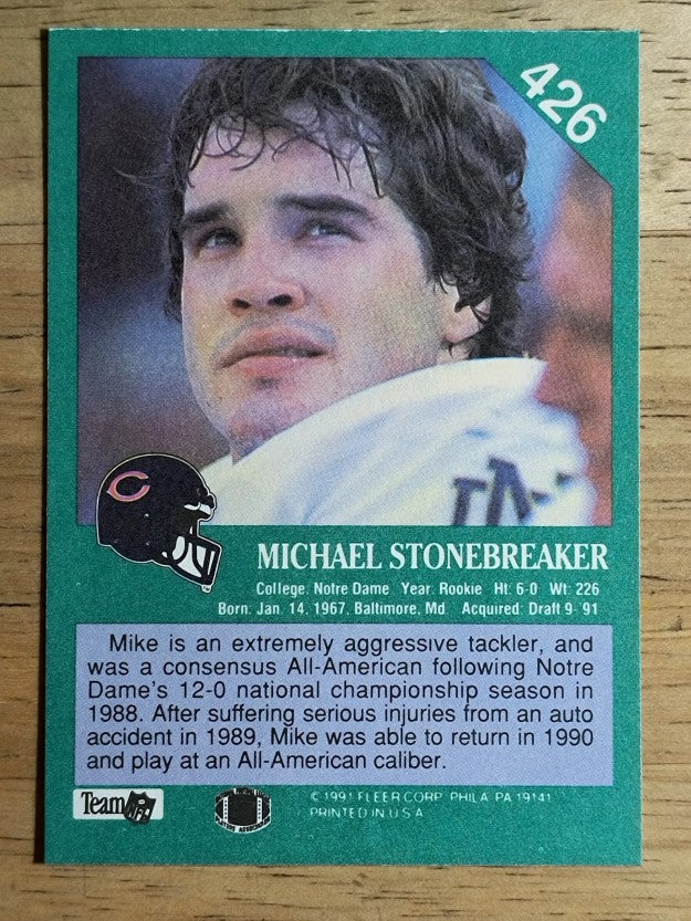 1991 Fleer #426 Mike Stonebreaker RP RC