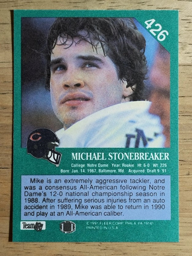 1991 Fleer #426 Mike Stonebreaker RP RC