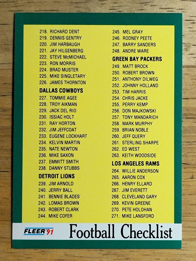 1991 Fleer #431 Checklist 217-324