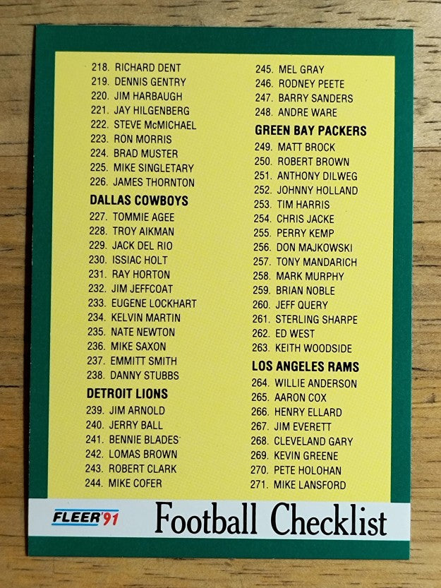 1991 Fleer #431 Checklist 217-324