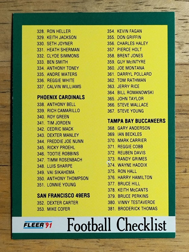 1991 Fleer #432 Checklist 325-432