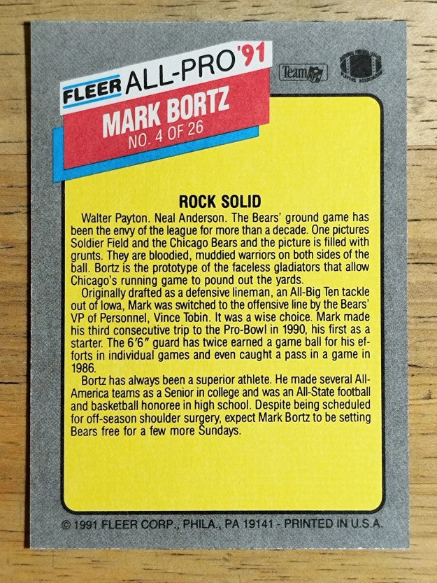 1991 Fleer All-Pros #4 Mark Bortz
