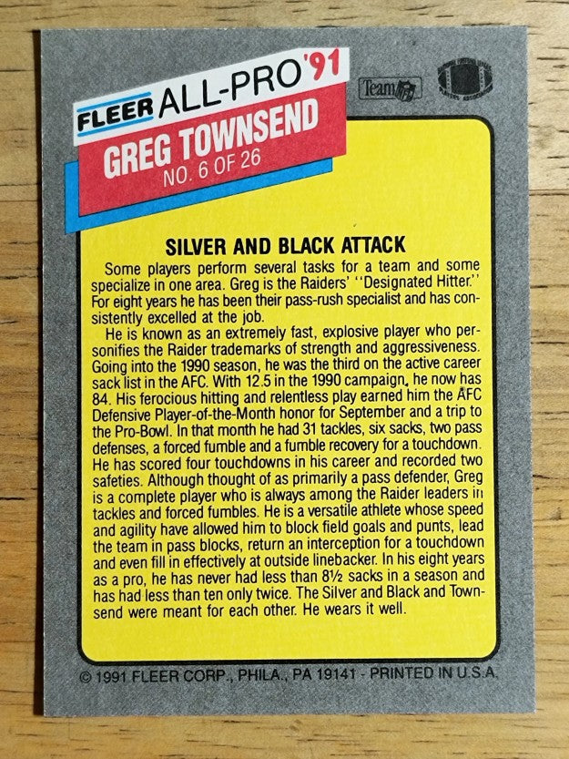 1991 Fleer All-Pros #6 Greg Townsend
