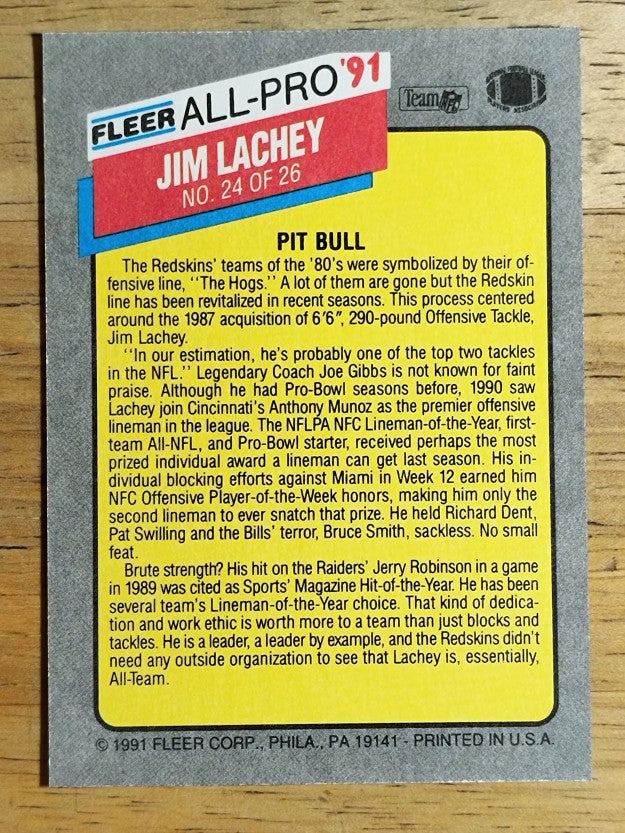 1991 Fleer All-Pros #24 Jim Lachey