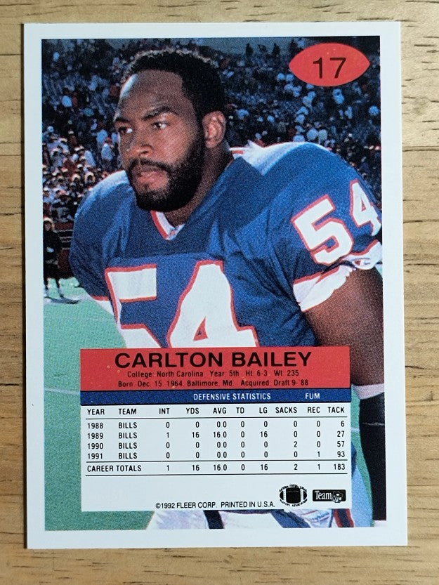 1992 Fleer #17 Carlton Bailey RC