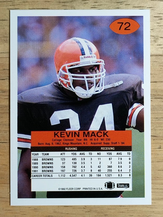 1992 Fleer #72 Kevin Mack