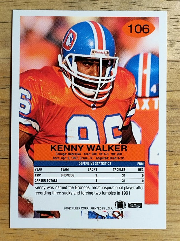 1992 Fleer #106 Kenny Walker