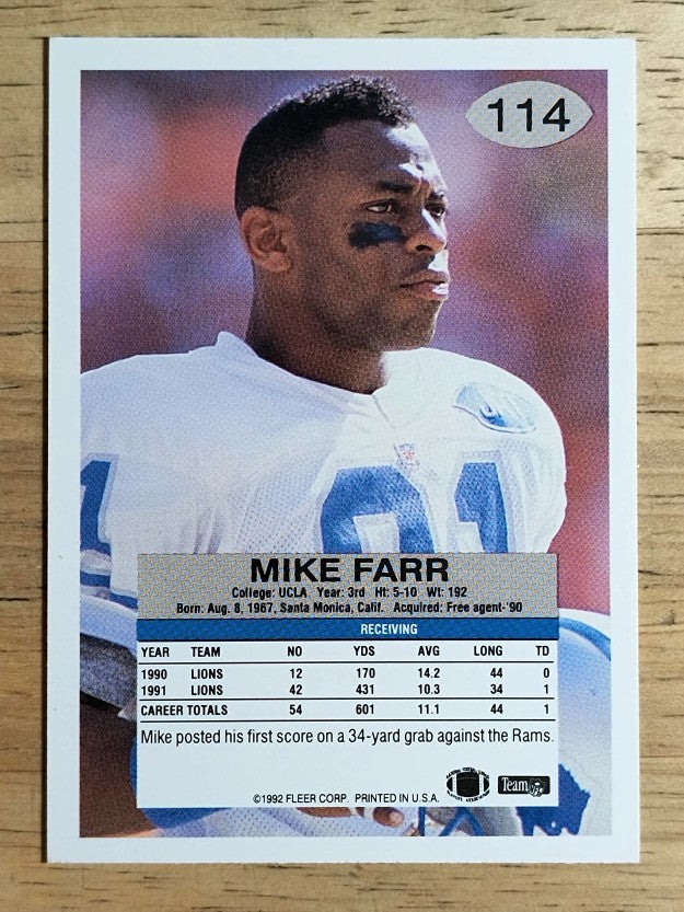 1992 Fleer #114 Mike Farr