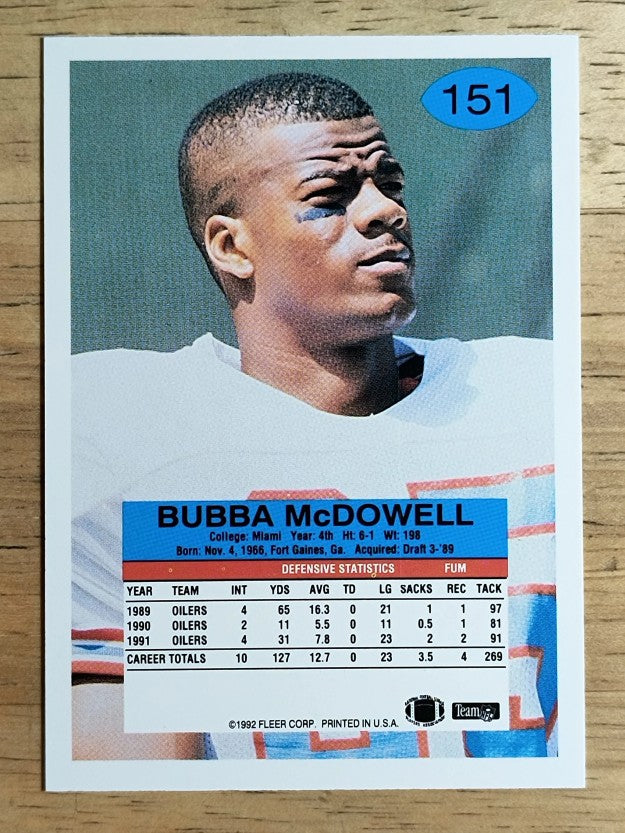 1992 Fleer #151 Bubba McDowell