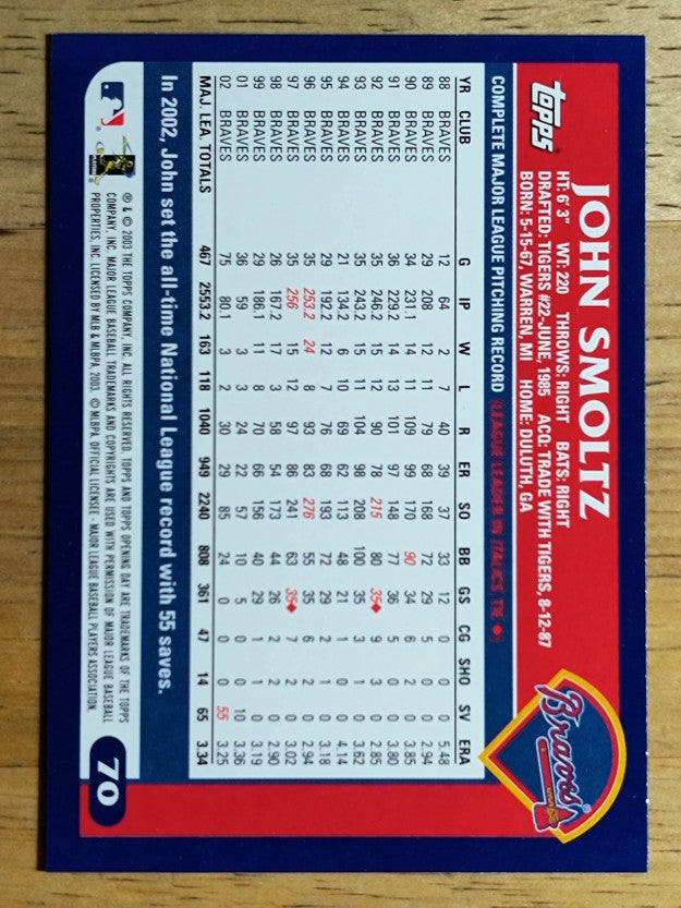 2003 Topps Opening Day #70 John Smoltz