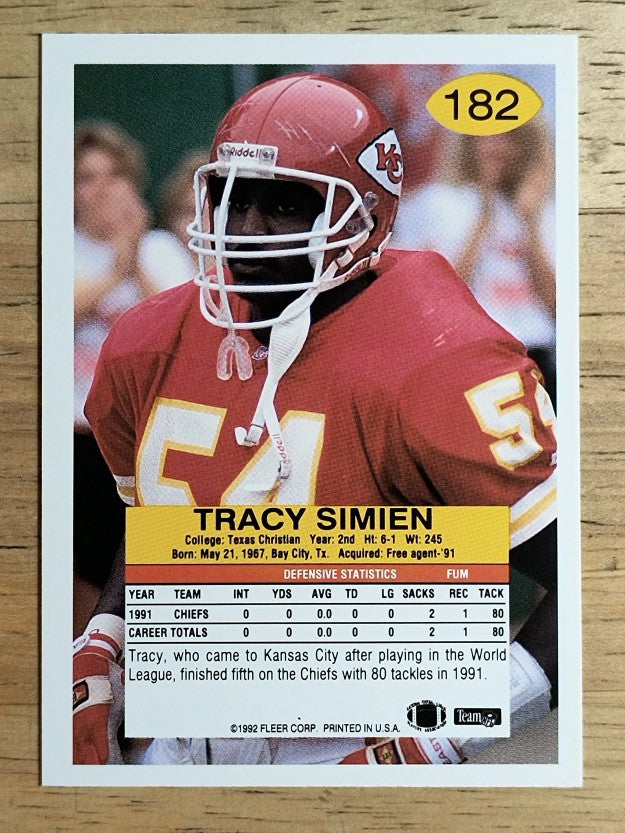 1992 Fleer #182 Tracy Simien RC