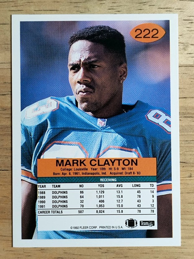 1992 Fleer #222 Mark Clayton