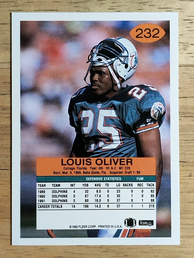 1992 Fleer #232 Louis Oliver