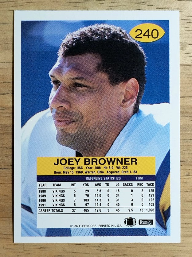 1992 Fleer #240 Joey Browner