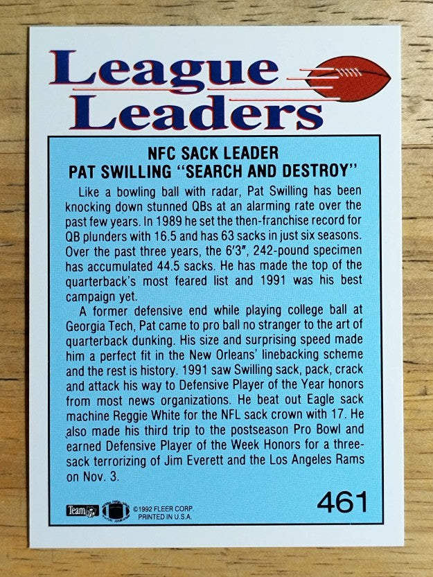 1992 Fleer #461 Pat Swilling LL