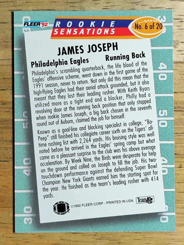 1992 Fleer Rookie Sensations #6 James Joseph
