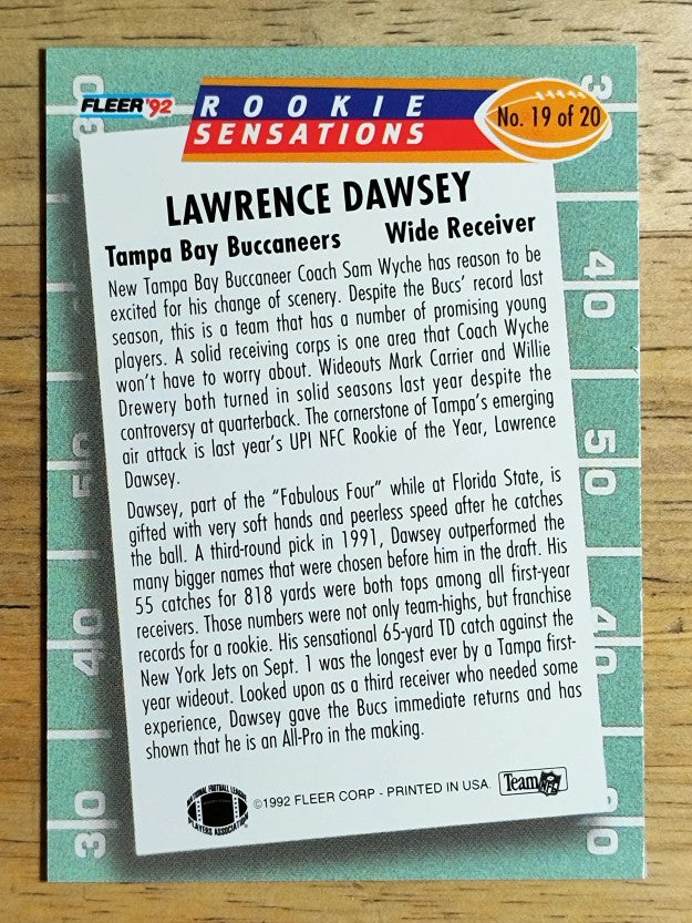1992 Fleer Rookie Sensations #19 Lawrence Dawsey