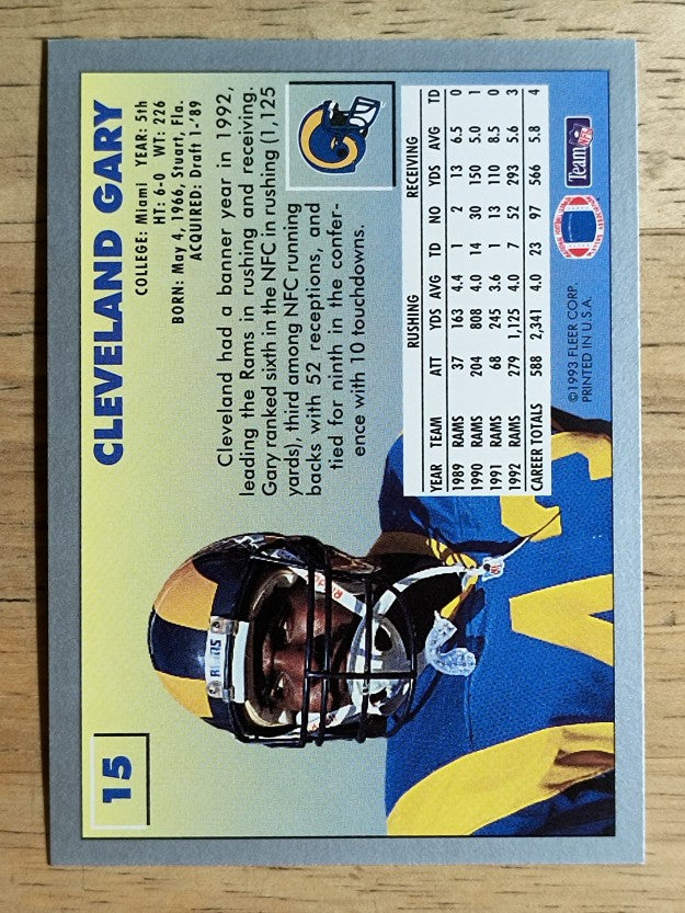 1993 Fleer #15 Cleveland Gary