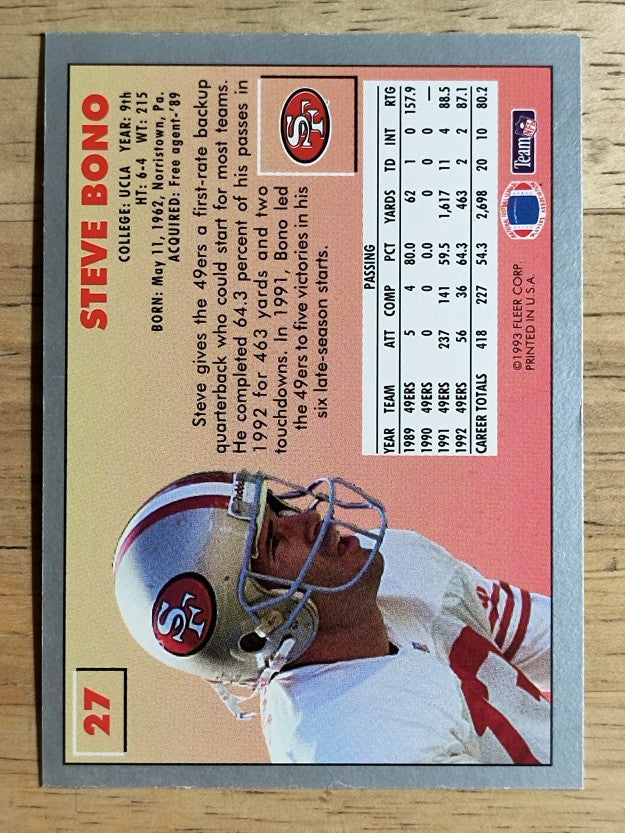 1993 Fleer #27 Steve Bono
